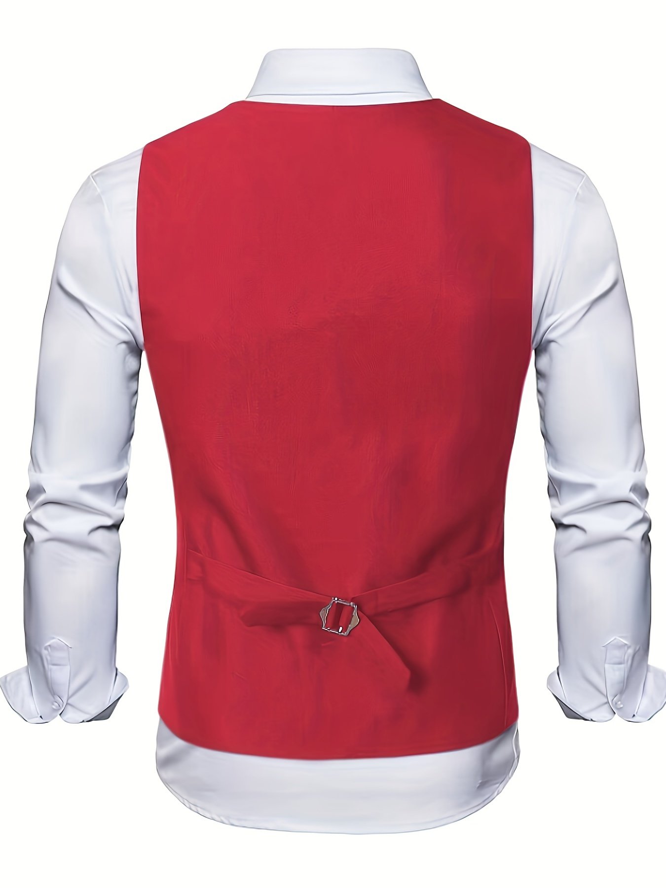 V Neck Smart Suit Vest, Men's Casual Retro Style Solid Color Single Breasted Waistcoat For Wedding Dinner Suit Match - Image 6