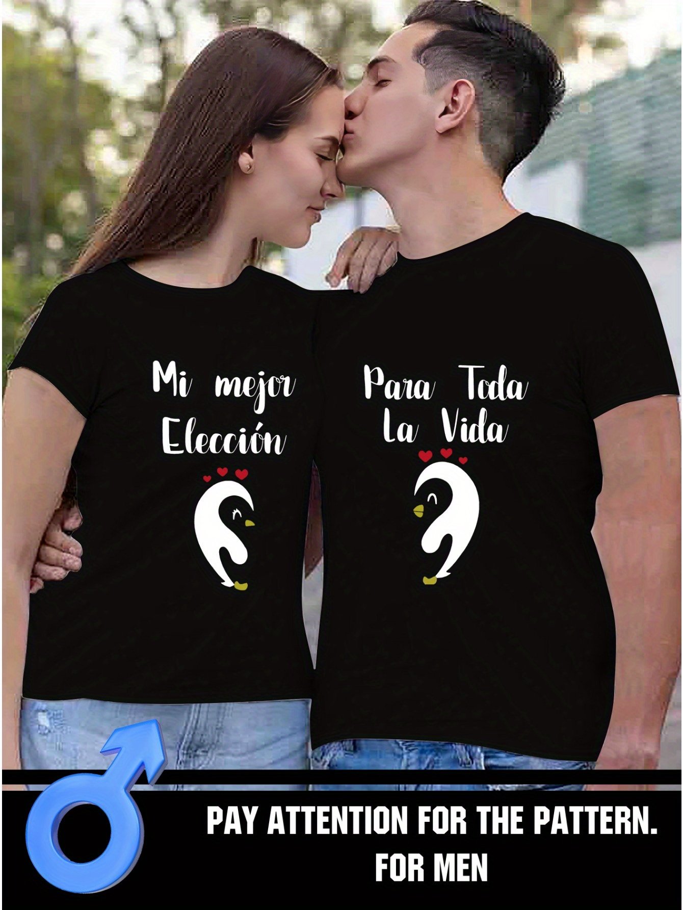 Couples Matching Penguin Print T-Shirts - Polyester Blend Casual Crew Neck Tees with Slight Stretch for Men and Women, Regular Fit Short Sleeve Tops for Summer Leisure - Image 4