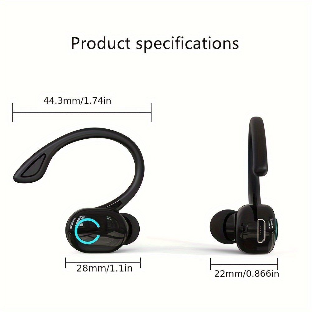 Wireless Wireless Earbud Headphone with Volume Control | Sports-and-Exercise Ear Hook | Compatible with Cellphones, Android/iOS | Adult | Closed-Back Earcup | Condenser Microphone | Rechargeable Lithium Polymer Battery | Supports 2.4G/3G/4G/5G Connectivit - Image 2
