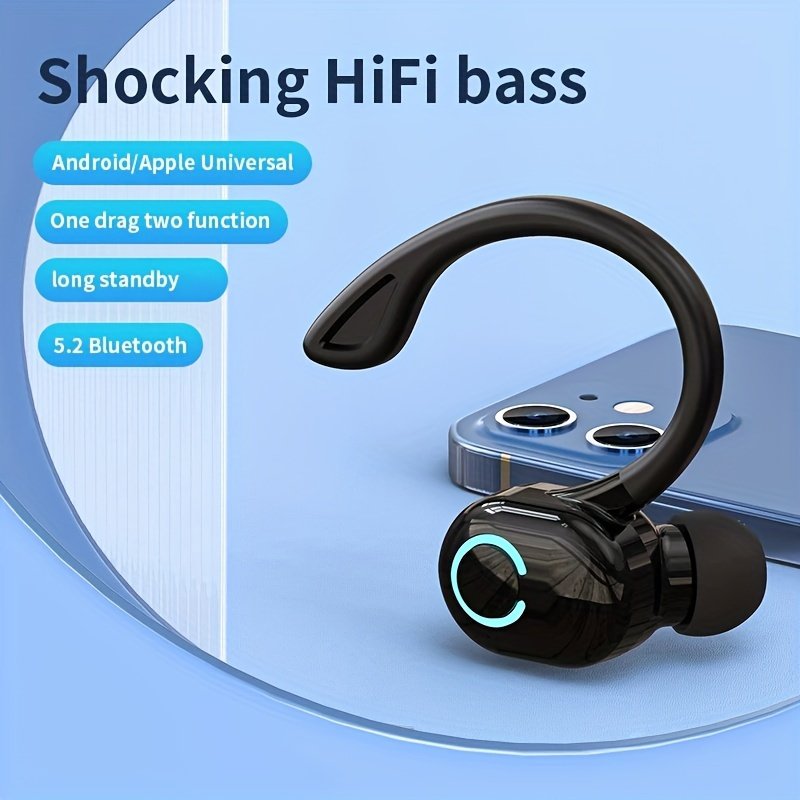 Wireless Wireless Earbud Headphone with Volume Control | Sports-and-Exercise Ear Hook | Compatible with Cellphones, Android/iOS | Adult | Closed-Back Earcup | Condenser Microphone | Rechargeable Lithium Polymer Battery | Supports 2.4G/3G/4G/5G Connectivit - Image 9