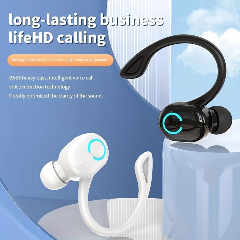 Wireless Wireless Earbud Headphone with Volume Control | Sports-and-Exercise Ear Hook | Compatible with Cellphones, Android/iOS | Adult | Closed-Back Earcup | Condenser Microphone | Rechargeable Lithium Polymer Battery | Supports 2.4G/3G/4G/5G Connectivit