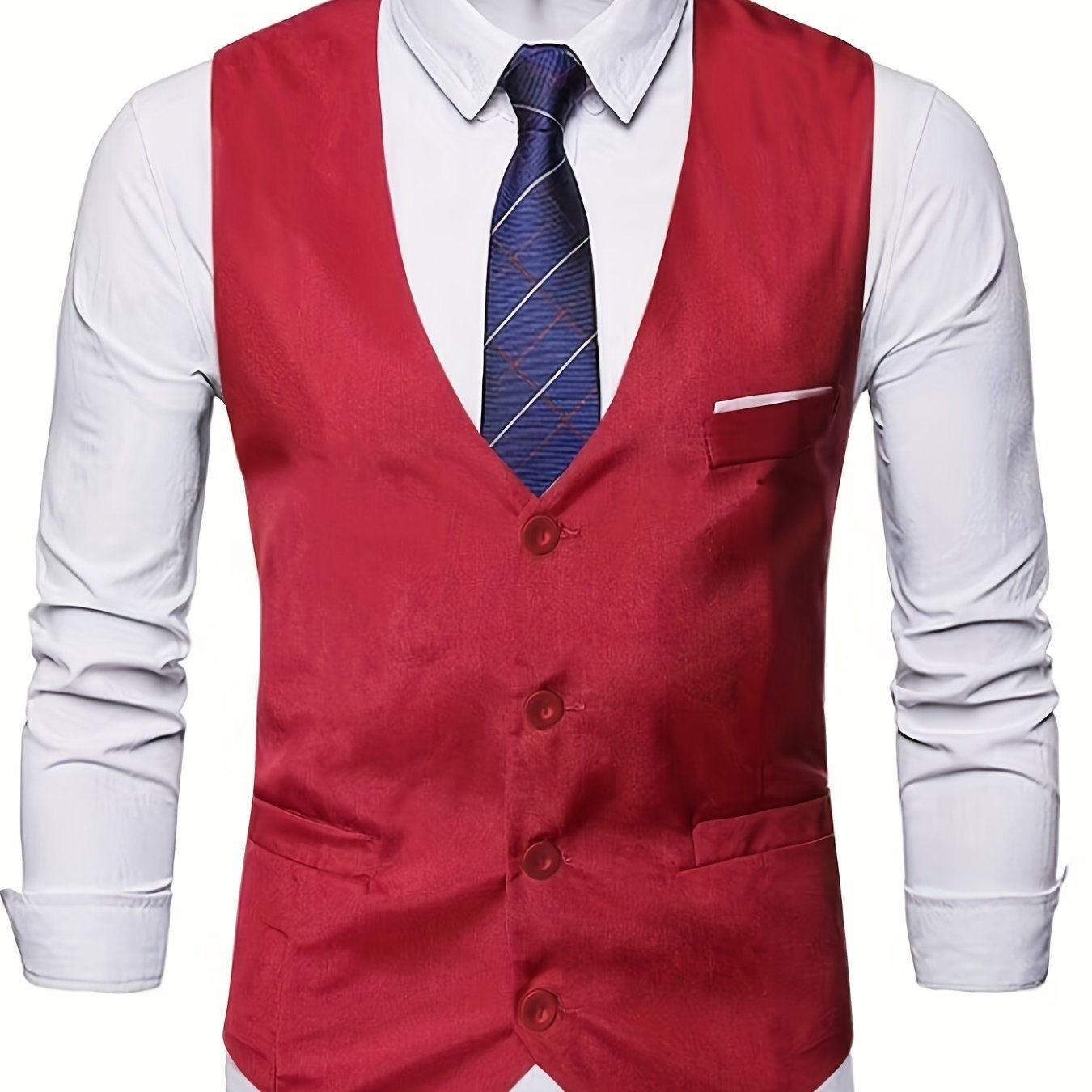 V Neck Smart Suit Vest, Men's Casual Retro Style Solid Color Single Breasted Waistcoat For Wedding Dinner Suit Match - Image 12