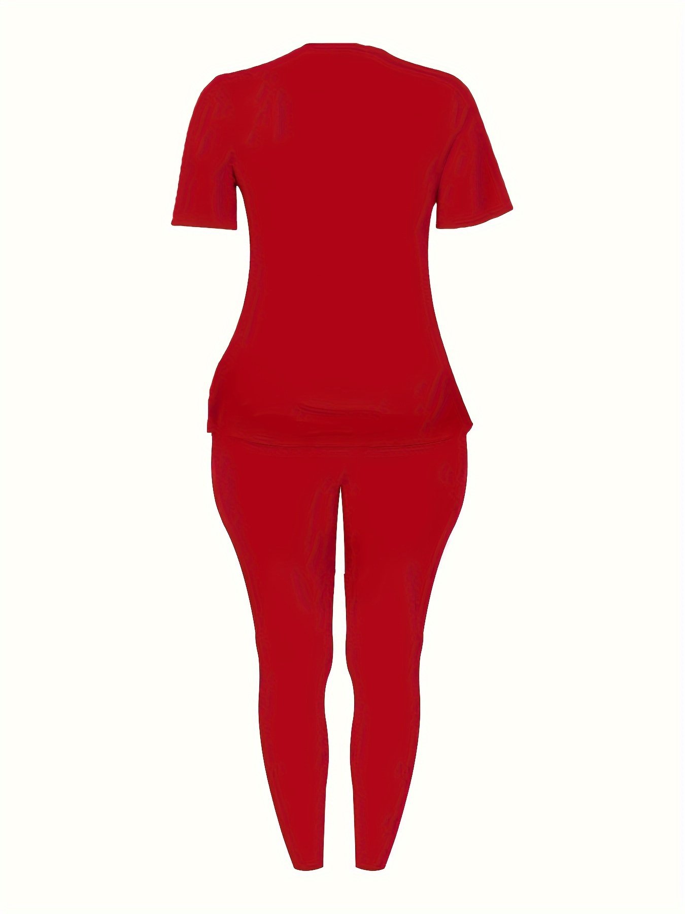 Casual Teddy Bear Print Two-piece, Crew Neck Short Sleeve T-shirt & Skinny Leggings Outfits, Women's Clothing - Image 7