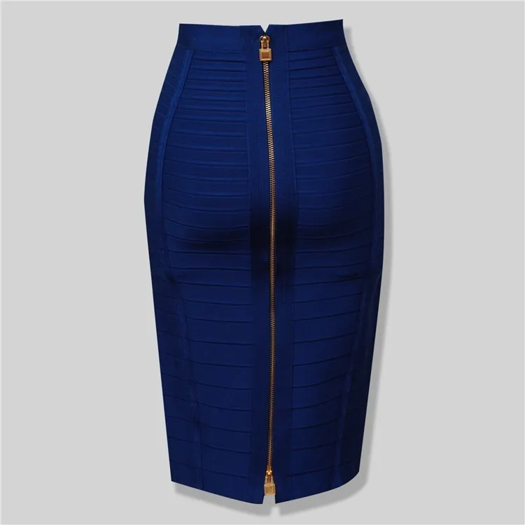 16 Colors Sexy Solid Zipper Orange Blue Black Red Bandage Skirt Women Elastic Bodycon Summer XL XXL Pencil Skirts 58cm - Image 9