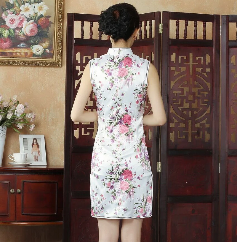 Sexy Summer Mini Cheongsam Lake Blue Vintage Chinese Style Women's Rayou Slim Qipao Dress New Arrival Vestidos Size S M L XL XXL - Image 6