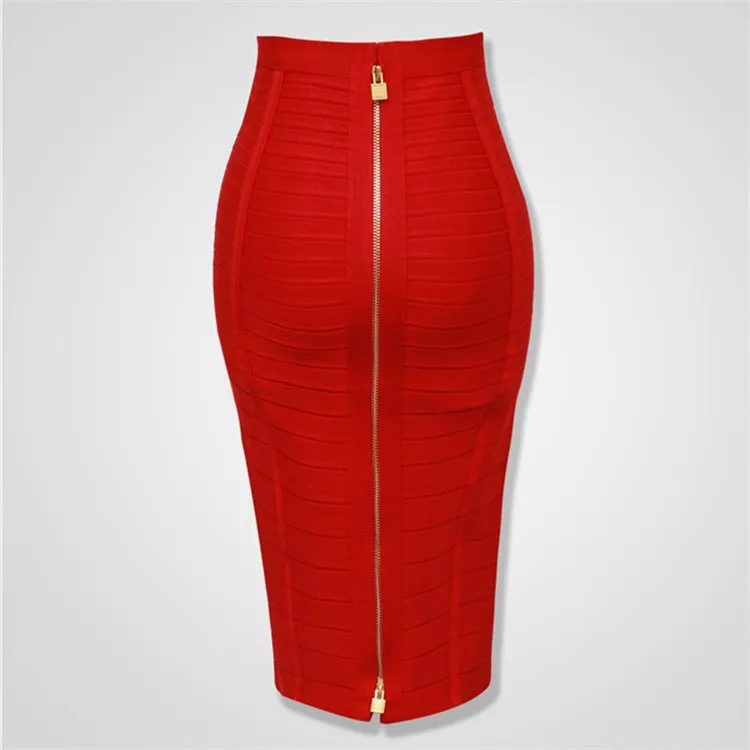 16 Colors Sexy Solid Zipper Orange Blue Black Red Bandage Skirt Women Elastic Bodycon Summer XL XXL Pencil Skirts 58cm - Image 19