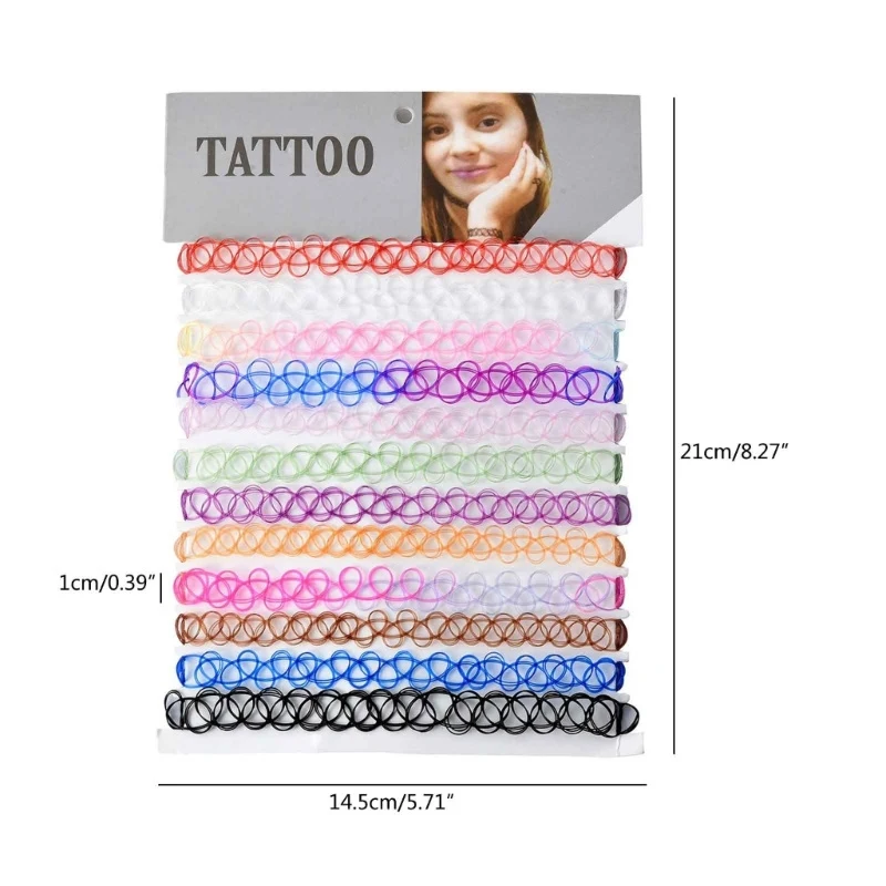 12PCS Hot Sell Vintage Hippy Stretch Tattoo Choker Necklace Elastic Chocker Necklace Fishing Line Tattoo Necklace Elastic - Image 6