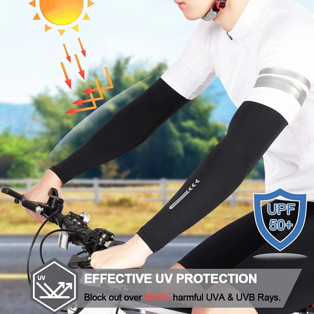 1Pair UV Sun Protection Arm Sleeves UPF 50 for Men Women, Cooling Compression Arm Sleeves for Cycling, Basketball, Golf - Image 3