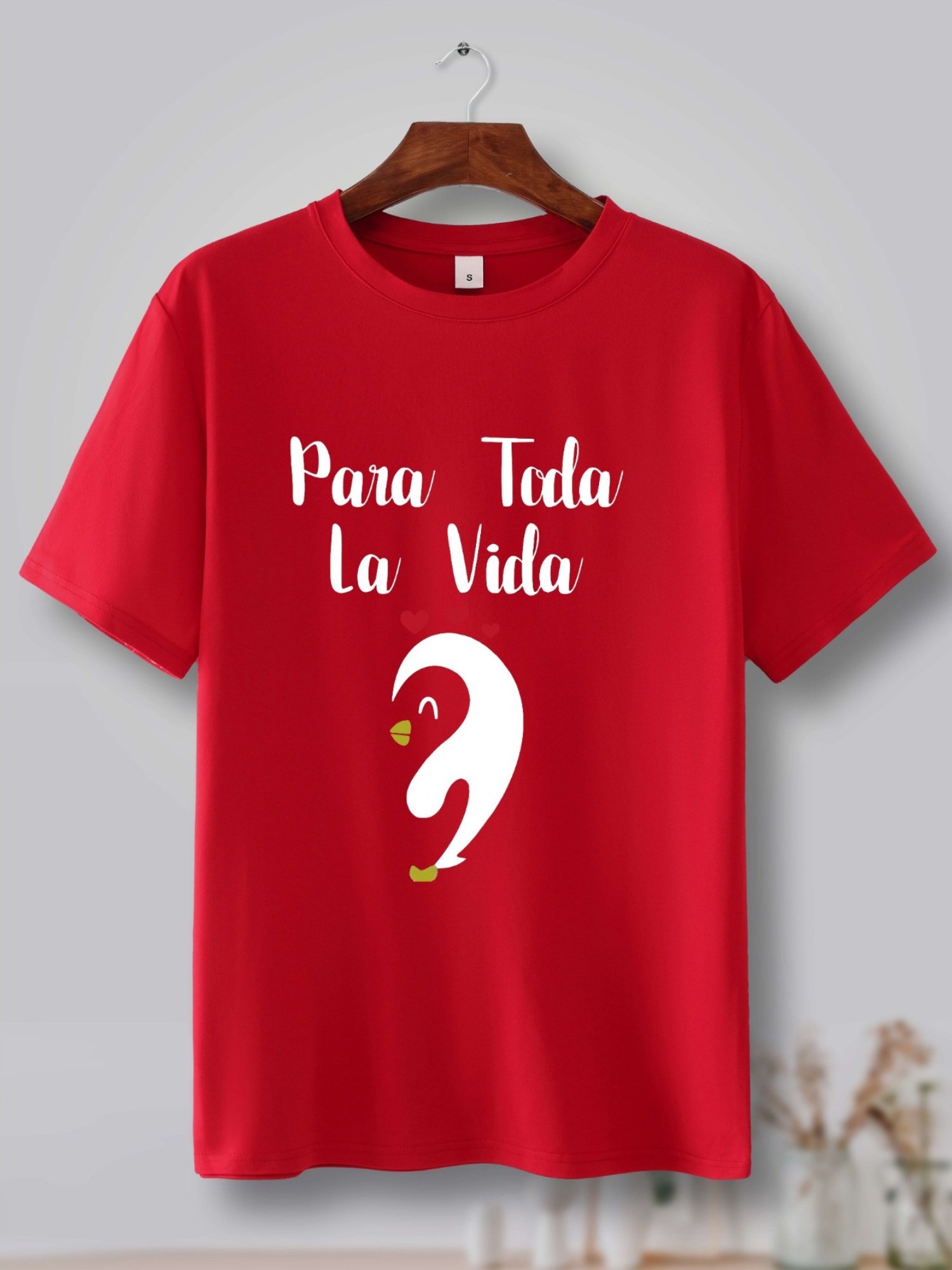 Couples Matching Penguin Print T-Shirts - Polyester Blend Casual Crew Neck Tees with Slight Stretch for Men and Women, Regular Fit Short Sleeve Tops for Summer Leisure - Image 9