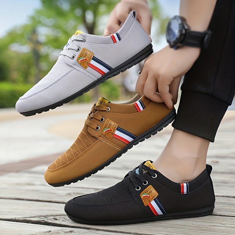 Men's Comfy Canvas Shoes, Breathable Lace-up Casual Walking Shoes For Office Walking Driving, Spring Summer And Autumn