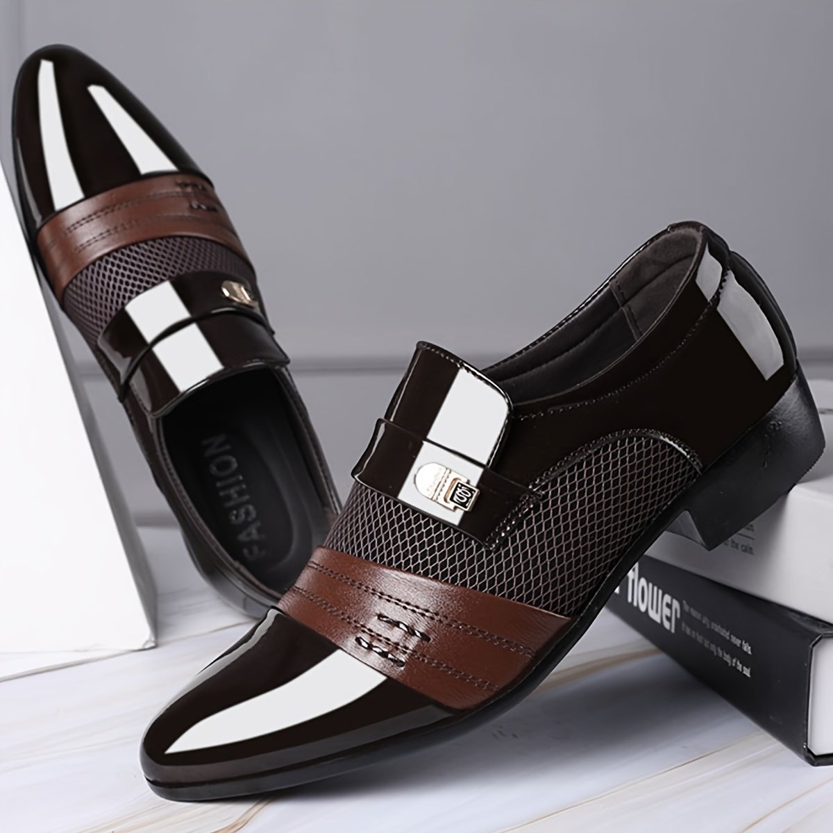 Plus Size Men's Solid Color Slip On Business Shoes, Comfy Non Slip Casual Durable Rubber Sole Casual Walking Shoes, Men's Footwear - Image 4