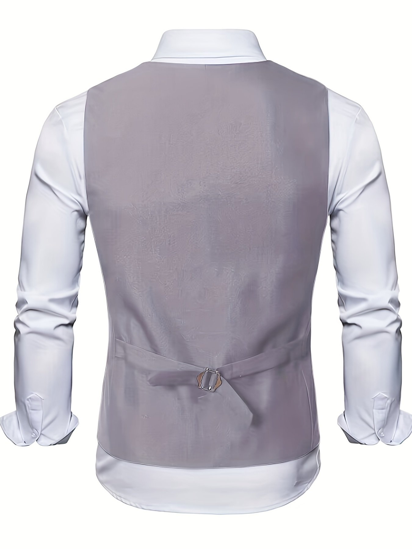 V Neck Smart Suit Vest, Men's Casual Retro Style Solid Color Single Breasted Waistcoat For Wedding Dinner Suit Match - Image 5