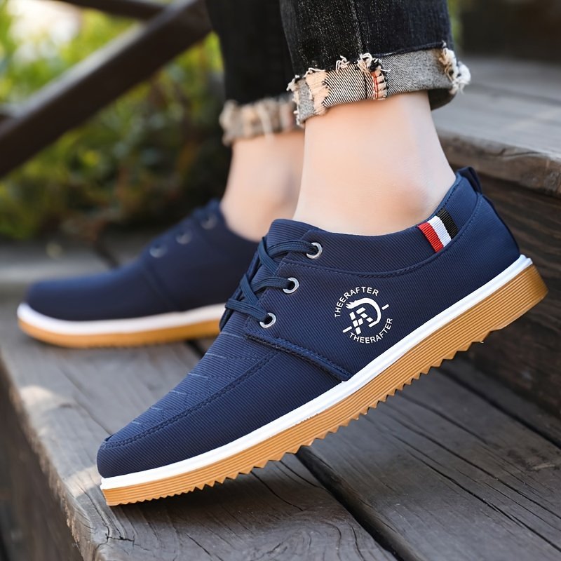 Men's Solid Color Business Style Canvas Walking Shoes, Comfy Non Slip Lace Up Durable Sneakers For Men's Outdoor Activities - Image 9