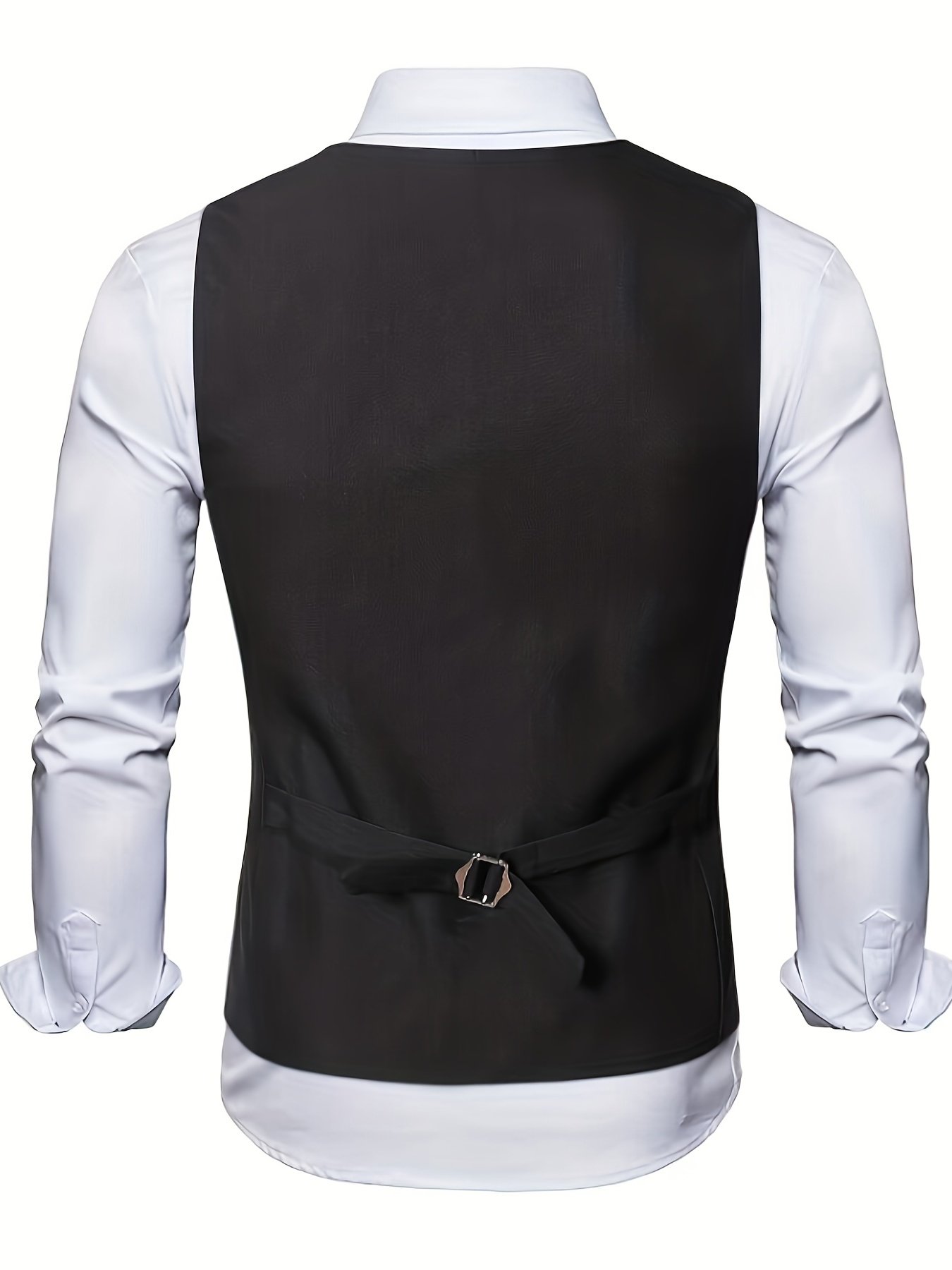 V Neck Smart Suit Vest, Men's Casual Retro Style Solid Color Single Breasted Waistcoat For Wedding Dinner Suit Match - Image 7
